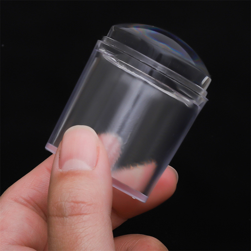 Especial transfronterizo para el sello de uñas de silicona transparente en forma de barril, impresión francesa, transferencia, herramienta de impresión de uñas con tapa