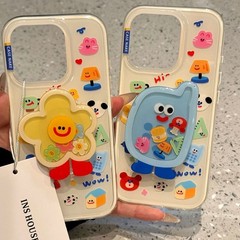 imd 二重層大穴かわいい夏の星と花のスタンド iPhone14 Apple 15 携帯電話ケース 13pro に適しています