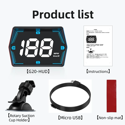 instrument ambient light, compass, metric – Vehicle HUD - g20-universal-speedometer-with-glass-bracket