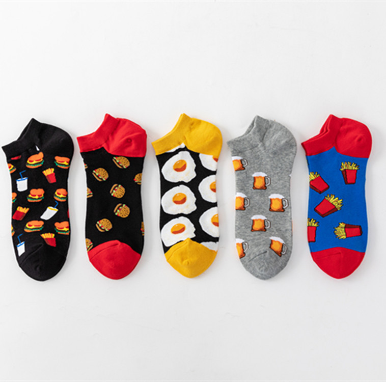 Men's socks Food series boat socks leisure socks wholesale creative colorful socks_voghion.com