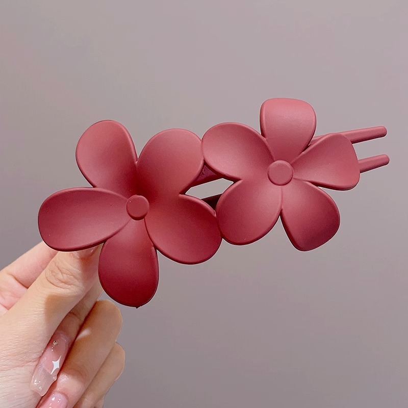 Clip de cabello de textura esmeriada flores de mujer boca de pato cabeza de grano de alto nivel clip de cabello de cabello