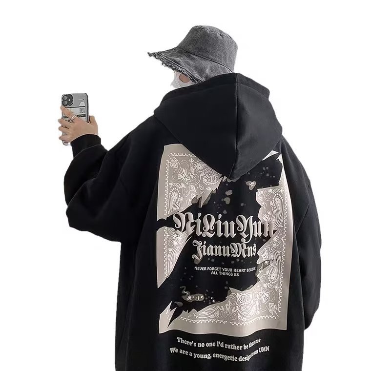 Americano retro suéter de los hombres primavera y otoño hiphop marca de moda ins suelta más tamaño vintage pareja chaqueta con capucha