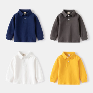 Children's Clothing Boys' Bottoming Shirts Kidsren's Long-Sleeved T-Shirts 2024 Spring New Polo Shirts Boys Versatile Tops Spring & Fall