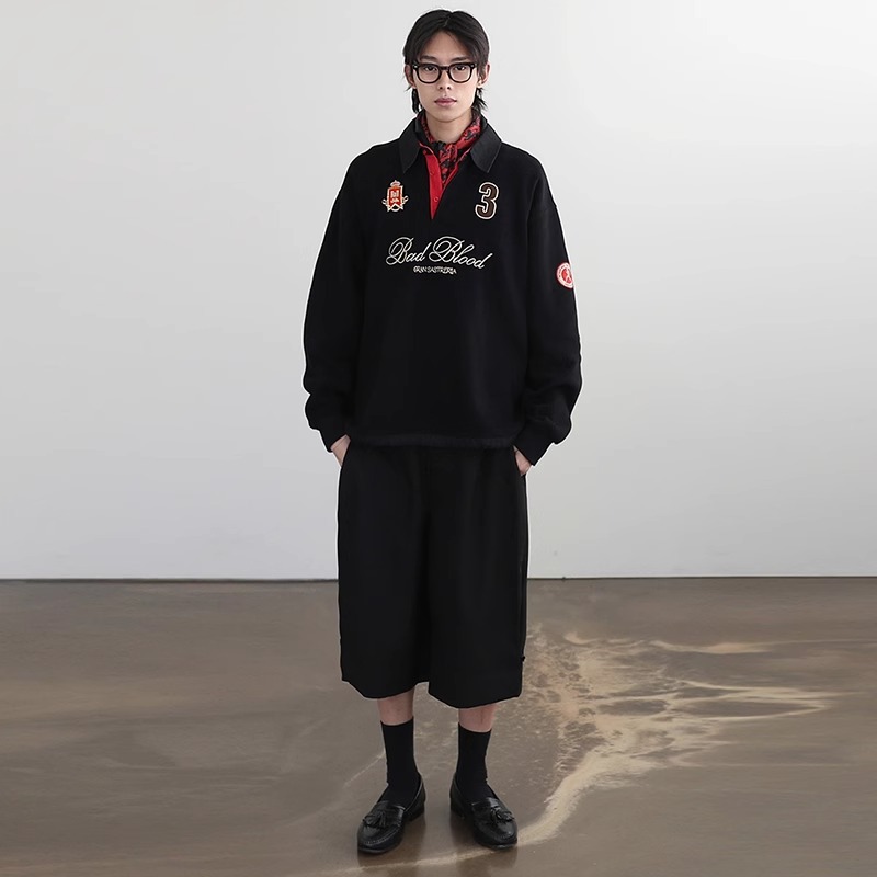 韓国のブラッドブラッドbcacシリーズのアメリカのレトロなスウェットの女性の長袖のコートの春のボールの服のラグビーの潮