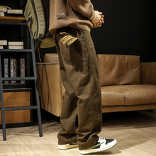 美式复古重磅工装裤子男2024秋冬新款宽松直筒阔腿休闲裤男士长裤