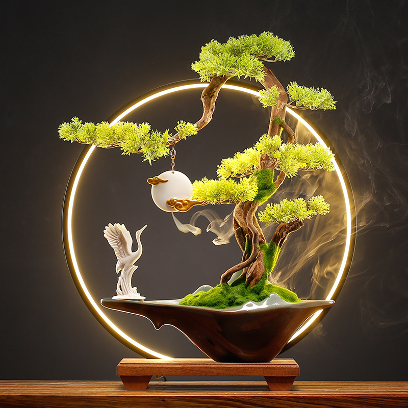 Chinese Style Simulation Welcoming Pine And Thuja Cypress Ornaments TVCabinet Home Office Desktop Green Plants Potted Ornaments Decoration