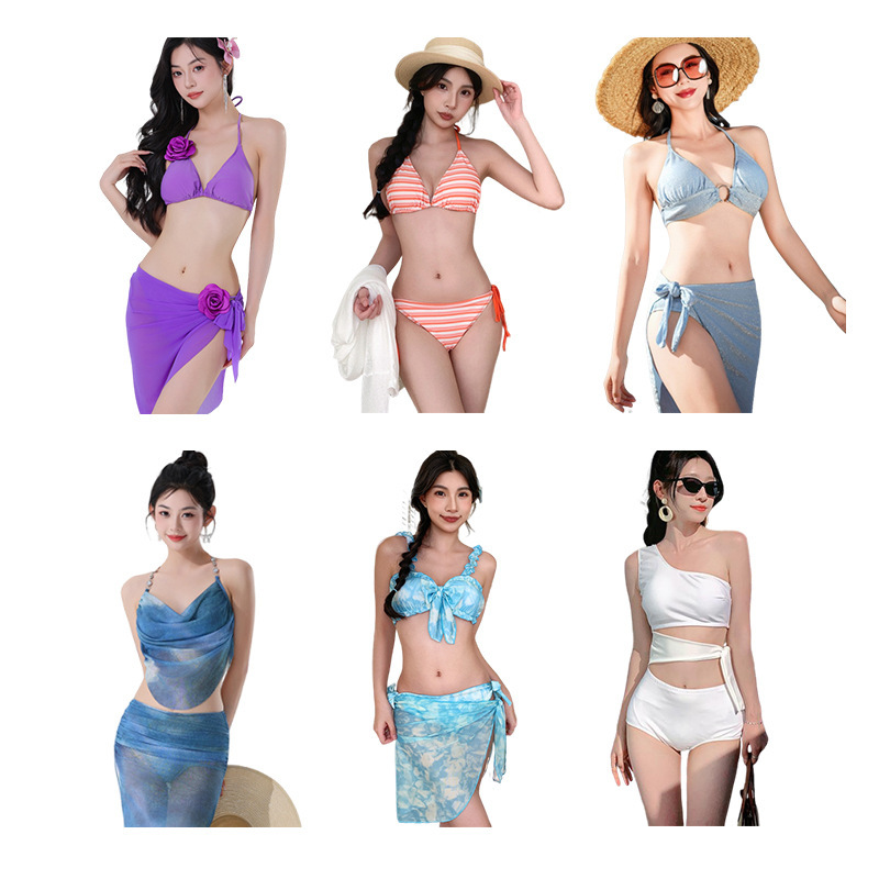 Sexy European and American swimsuit for women, fishbone chain, pure desire style, strapless triangle bikini, sexy vacation swimsuit three-piece set Sexy European and American swimsuit for women, fishbone chain, pure desire style, strapless triangle bikini, sexy vacation swimsuit three-piece set
