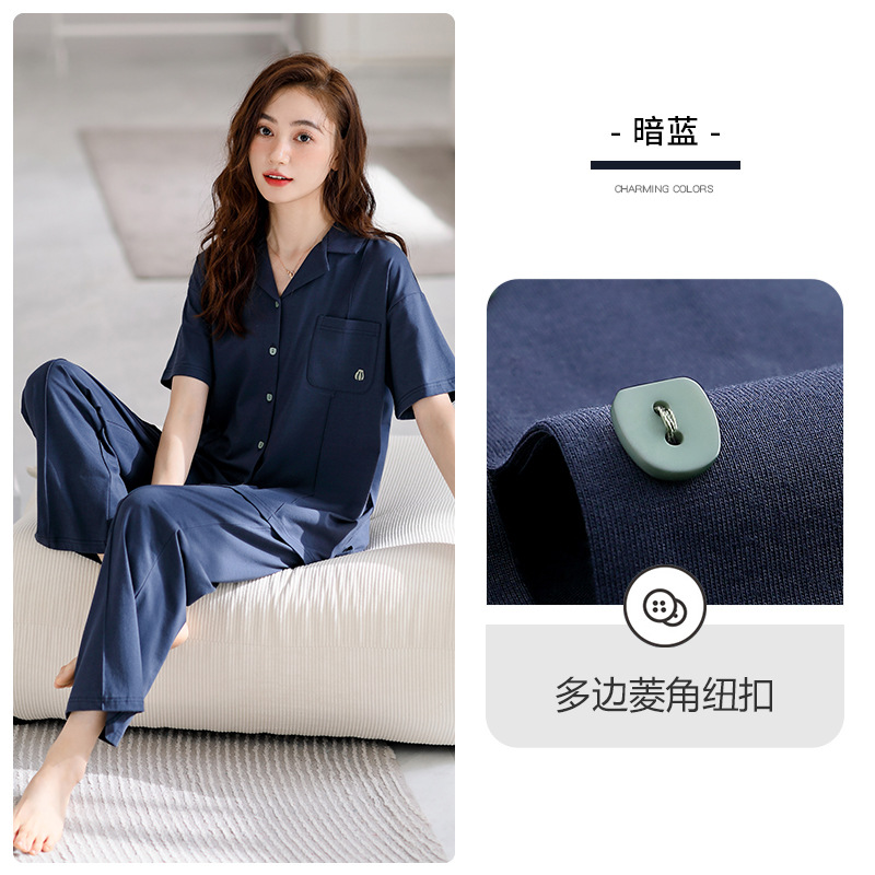 [Sensación suave] pijamas de verano de las mujeres 100% algodón media manga de manga corta pantalones desgaste del hogar verano traje de verano