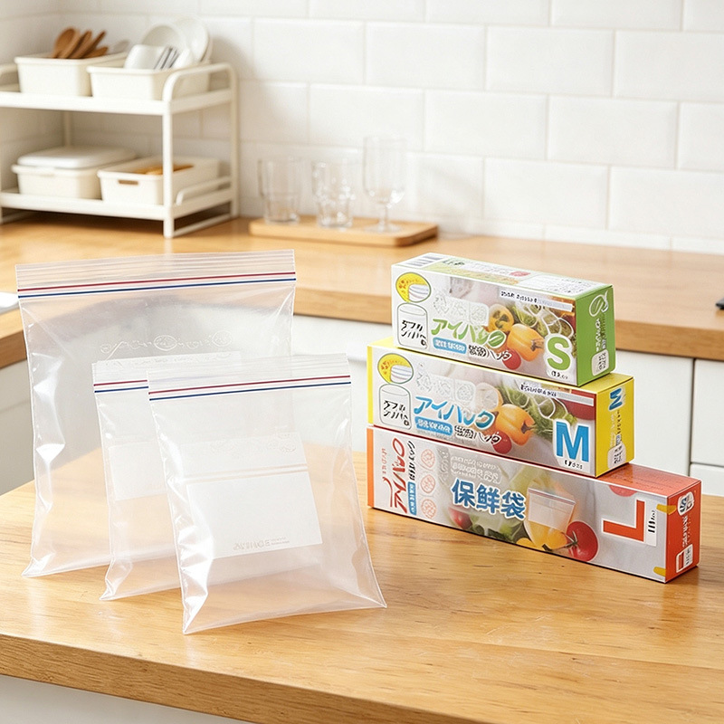 Refrigerator Fresh-Keeping Bag, Sealed Bag, Transparent Household Food Packaging Plastic Bag, Thickeneded Ziplock Bag for Freezing, Repackaging Bag