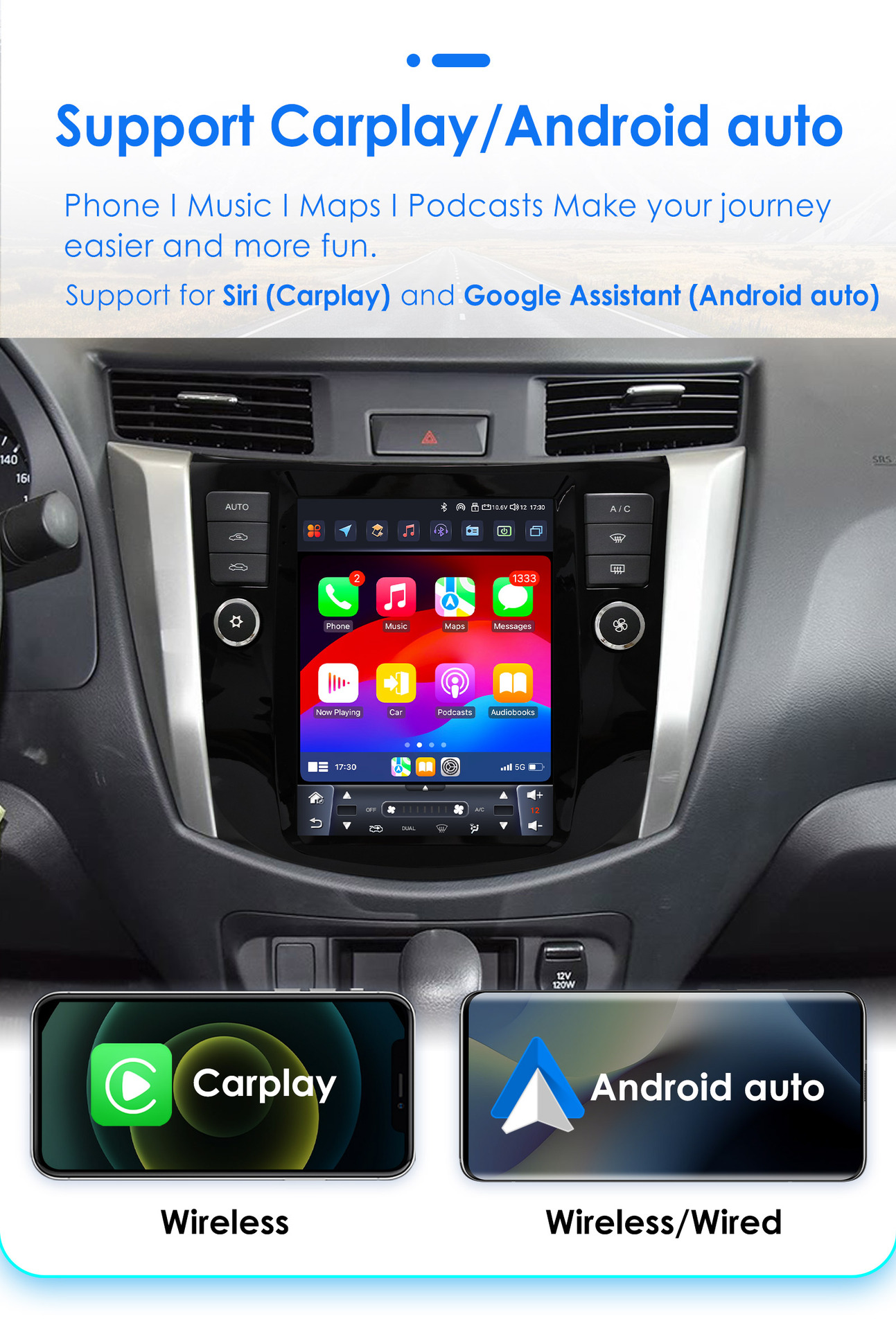 9.7inch Suitable for 16-22 Nissan Navara Android Vertical Screen Car Navigator with Reversing Image All-In-One Machine