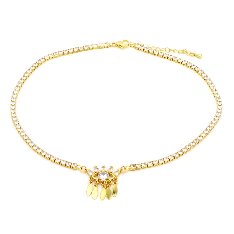 Fashion Devilu0027S Eye Copper Inlay Zircon Pendant Necklace 1 Piece