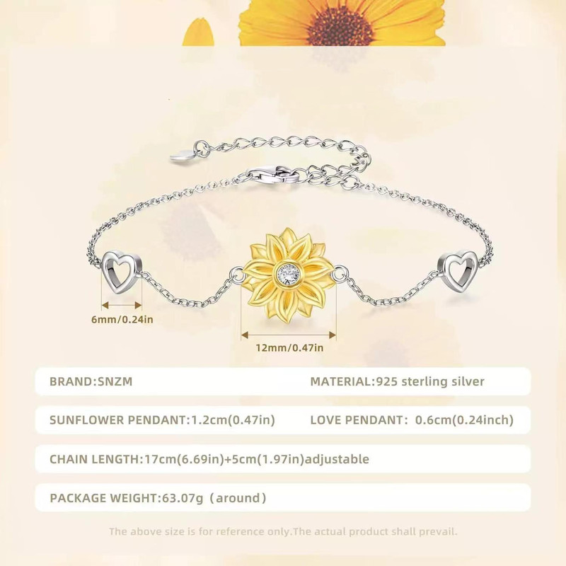 Amazon popular two-color sunflower bracelet female European and American fashion personality sunflower Daisy bracelet Amazon popular two-color sunflower bracelet female European and American fashion personality sunflower Daisy bracelet