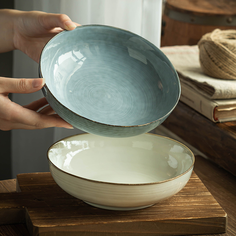 【环纹做旧感】7英寸碗家用餐具面碗复古陶瓷菜碗汤碗水果沙拉碗