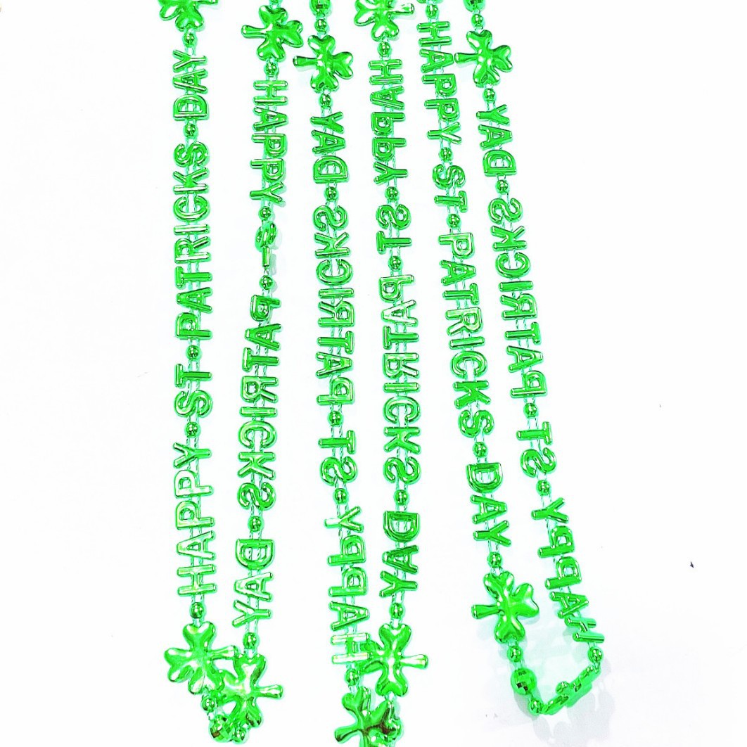 Collar de San Patricio Collar de día de Irlanda Cadena de cuentas de trébol Festival Carnaval Fiesta Cadena de cuentas Exclusivo transfronterizo