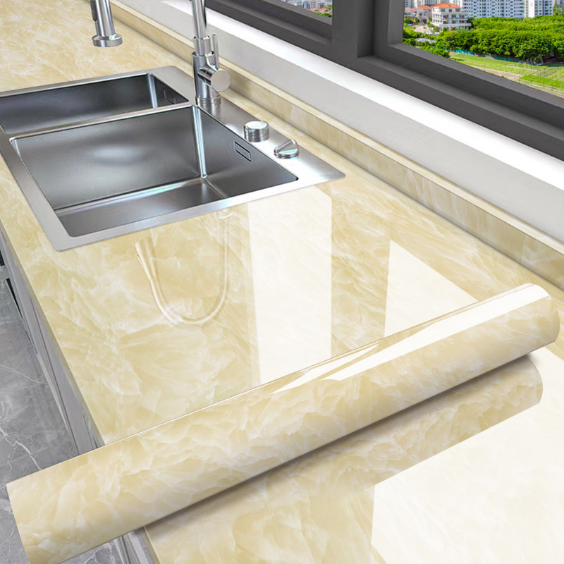 Kitchen Oil-Proof Sticker Waterproof Self-Adhesive Wallpaper Stove Countertop Protective Pad Cabinet Tabletop Marble Film Kitchen Sticker
