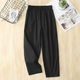 Washed Cotton Casual Pants Women's Summer Thin High Waist Loose Waist Hallen Pants Loose Cropped Pants All-match Torre Pants