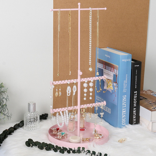 亚马逊可伸缩拆卸圆盘首饰架桌面珠宝收纳架铁艺项链饰品展示架子