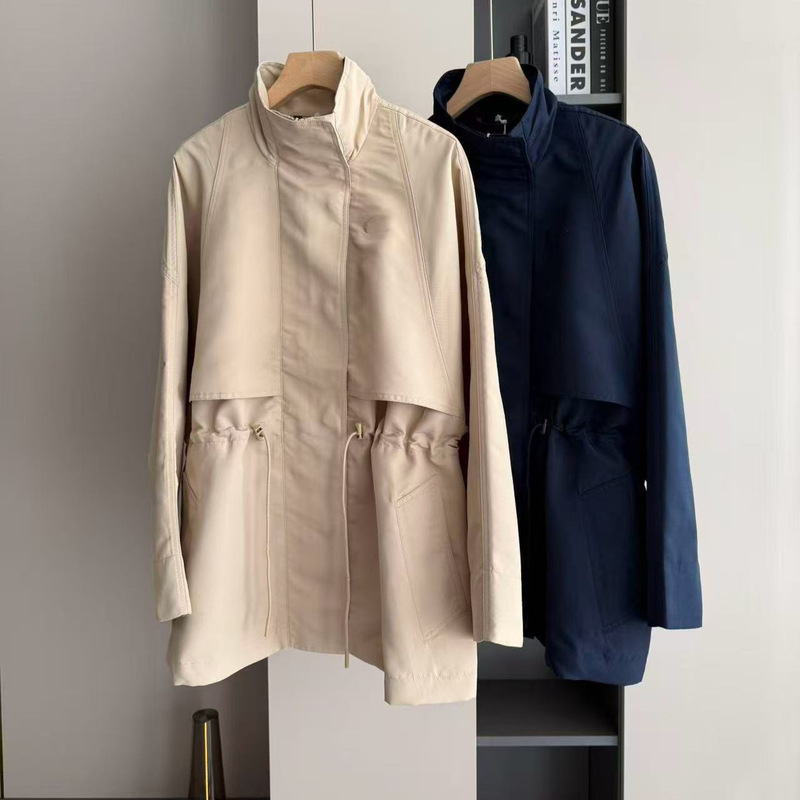 French Crocodile Women's Clothing 26 Autumn Mid-Length Loose Parka Stand Collar High-Quality Trench Coat Autumn Trench Coat