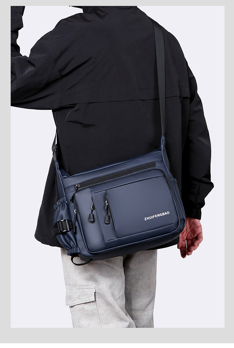 Large-capacity multi-layer men's bag with zipper, fashionable water-resistant crossbody bag, business small backpack, lightweight travel single-shoulder bag undefined