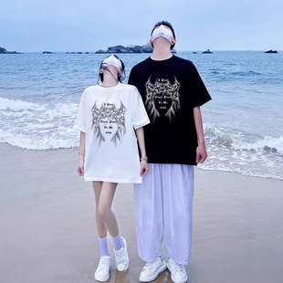 Summer Pure Cotton Short-Sleeved T-Shirt Couple Wear Lazy Style Loose Niche Design Tops for Men and Women Student Trendy Class Uniforms