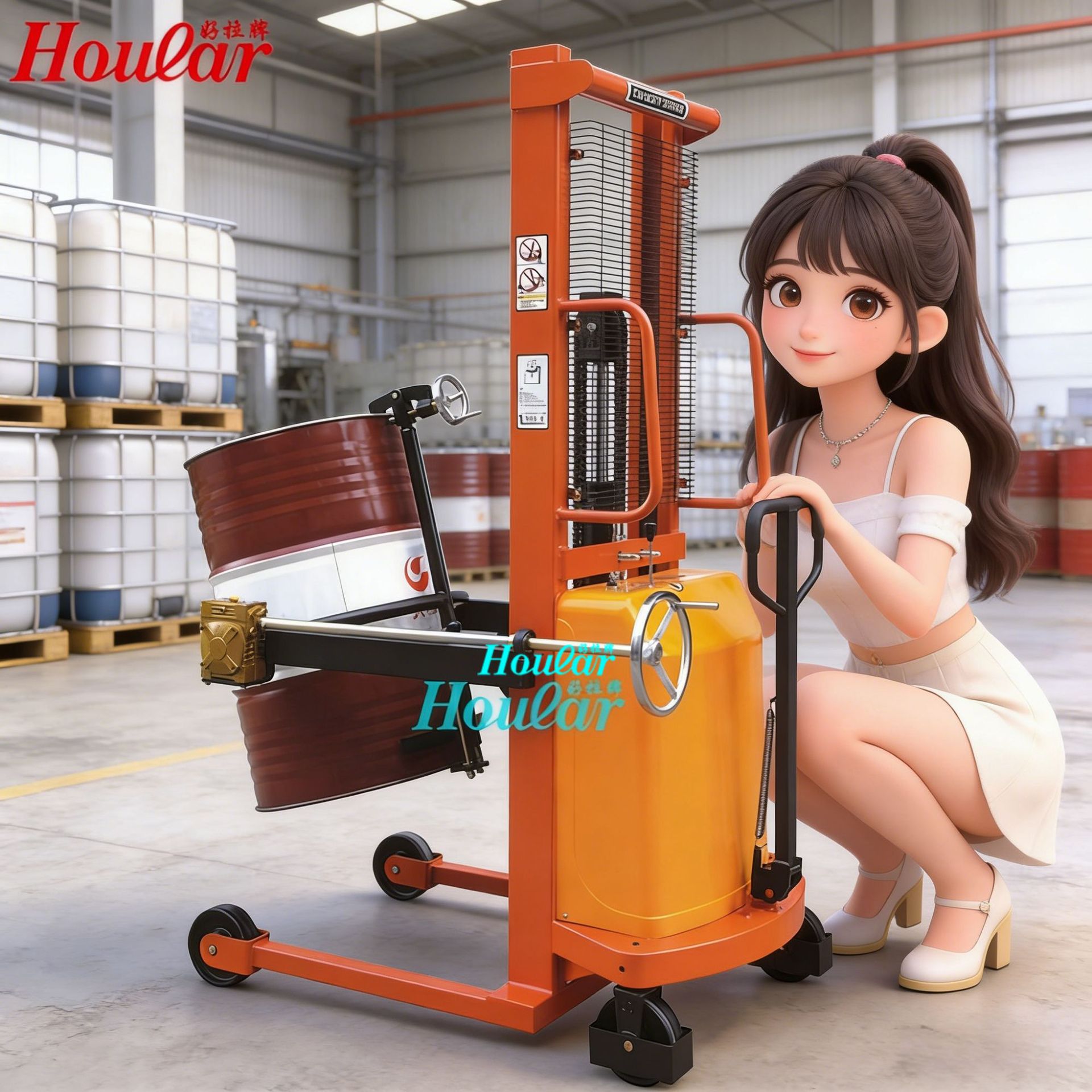 EDS半电动油桶车自动油桶倒料车 倾倒翻转车