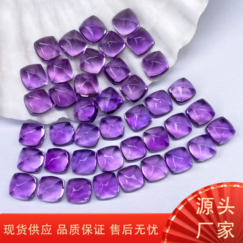 天然ブラジル産アメジスト シュガータワー型リング面象嵌リング イヤリングアクセサリー 配石リング面 天然アメジスト|undefined