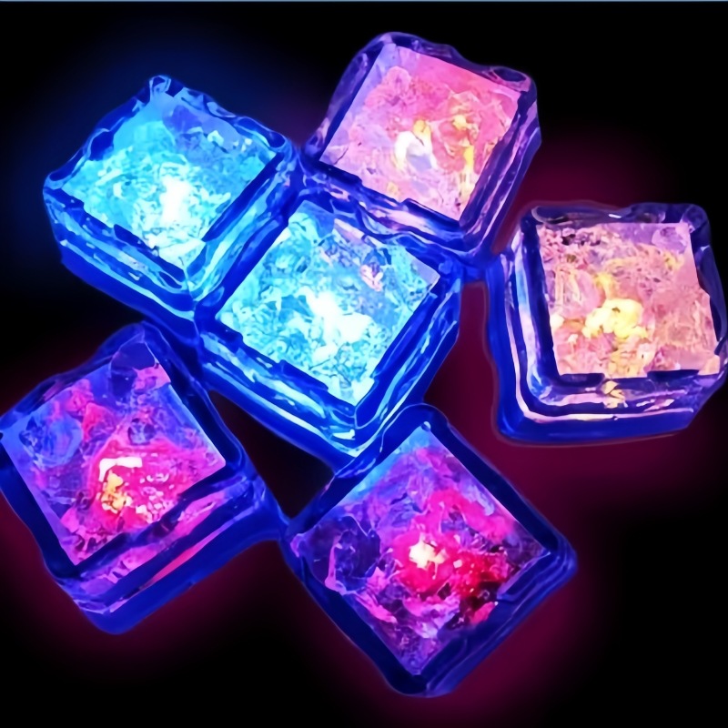 Cubos de hielo LED multicolor, accesorios luminosos para bodas, bares y fiestas, iluminación de bebidas decorativa