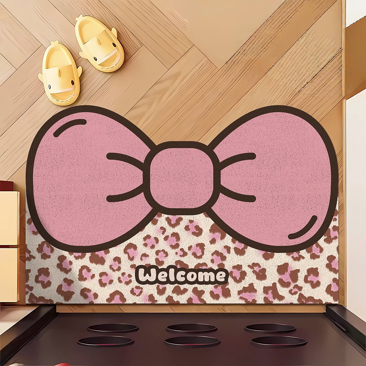 Cartoon Hello Kitty Floor Mat, Entrance Door Mat, Wear-Resistant, Dust-Removing, Non-Slip Foot Mat, Household Cuttable Wire Loop Floor Mat