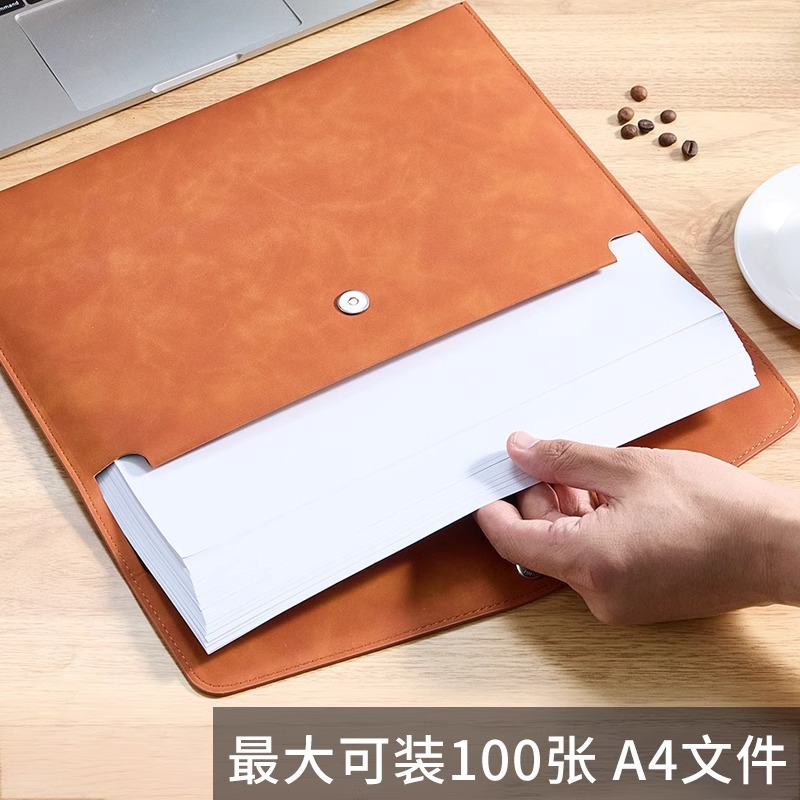 비즈니스 가죽 파일 가방 A4 파일 가방 소가죽 남성용 서류 가방 사무실 계약 보관 가방 두꺼워진 데이터 가방