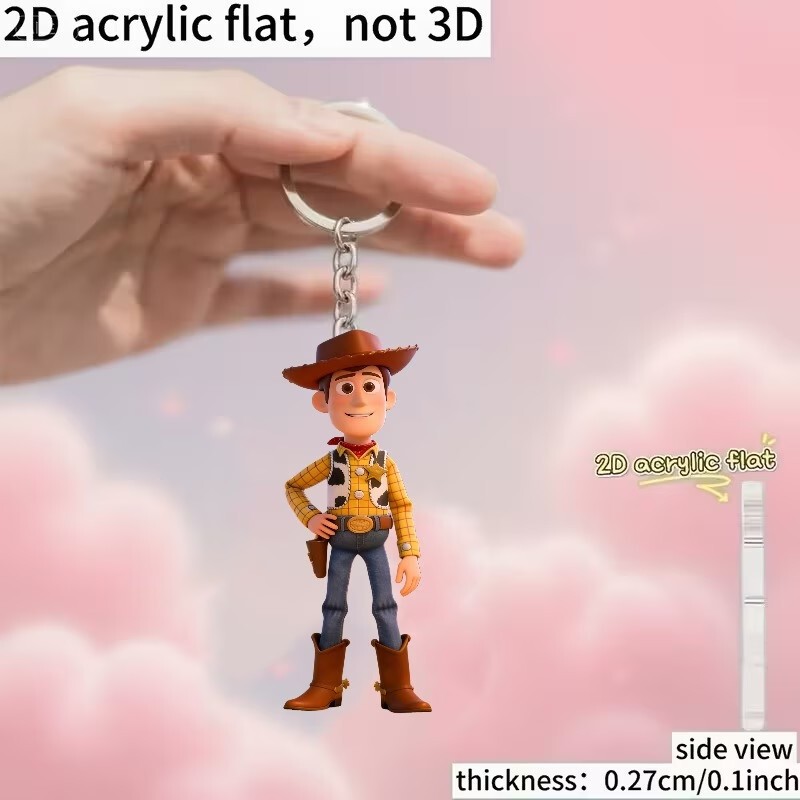 2D Flat Disney Toy Story Woody Acrylic Keychain Multifunctional Decorative Disney Pendant