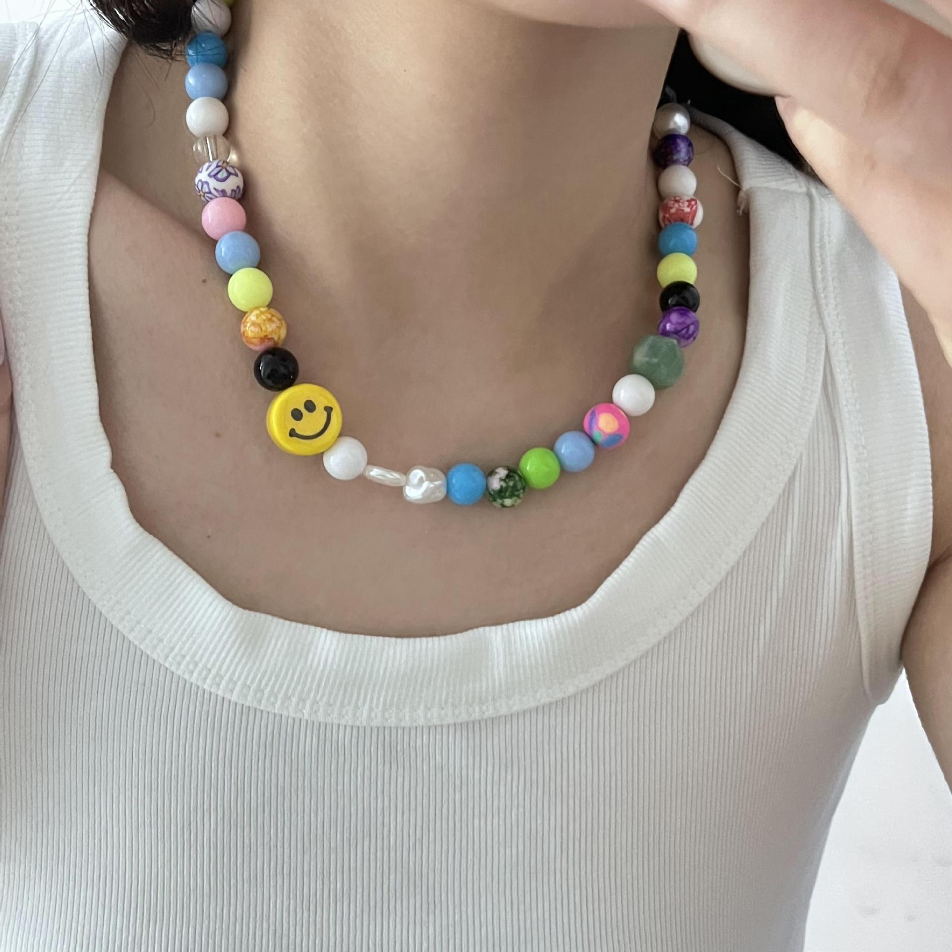 Cute Smiley Face Beaded Necklace