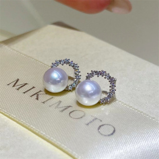 7-8mm Freshwater Pearl Earrings s925 Tremella Needle Song Huiqiao with Simple Atmospheric High-grade All-match Earrings