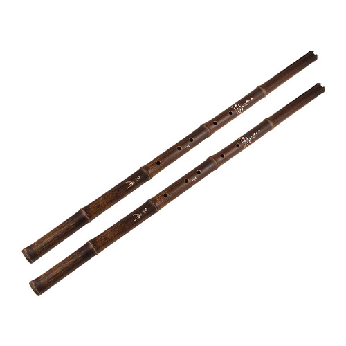 A professional dizi (bamboo flute) made of purple bamboo, supplied by the manufacturer, for beginners. It is a G-tuned F-flute with six holes, featuring one, two, or three sections, and has a classical ancient Chinese style.