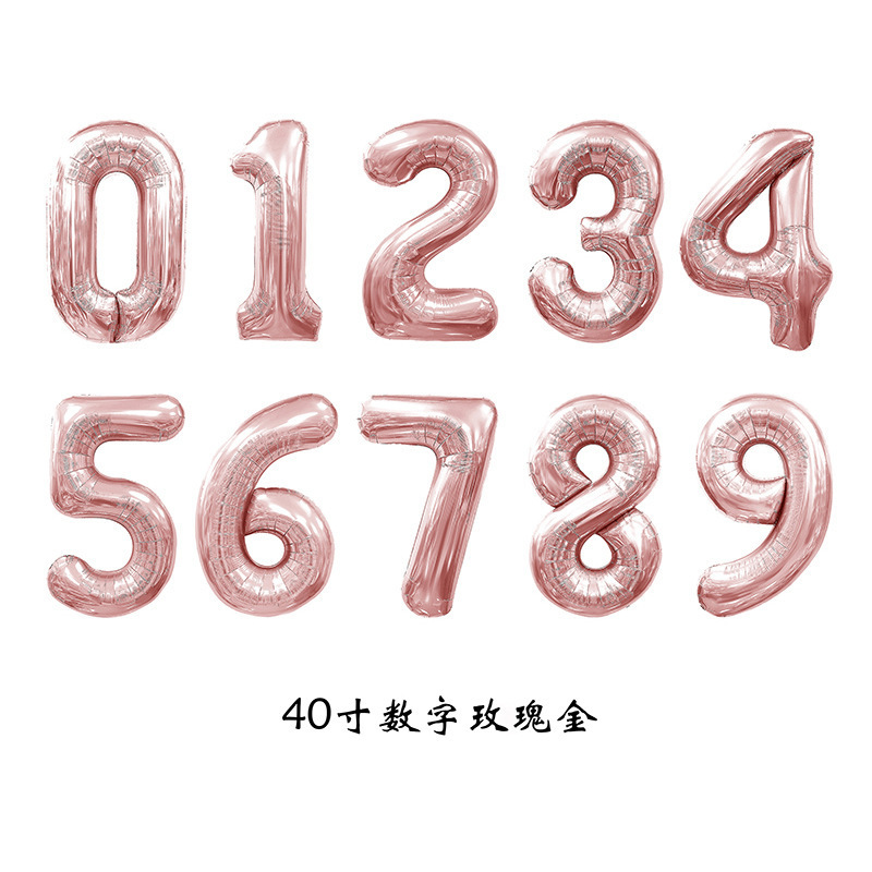 Globo de aluminio digital de 40 pulgadas, globo de aluminio con números grandes, versión delgada de 90 cm, varios colores de globos con números