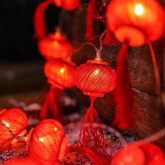 Outdoor Waterproof Decorative LED Cotton String Red Lantern Light String Small Lights Indoor Festival Lantern String Room Lantern Light String