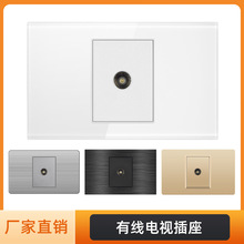 118型PC面板北美不锈钢美洲有线电视插座美式墙壁插座东南亚玻璃