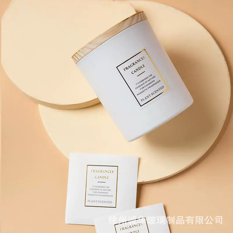 跨境现货彩色玻璃烛台200ml家用哑白蜡烛杯空杯300ml透明蜡烛罐