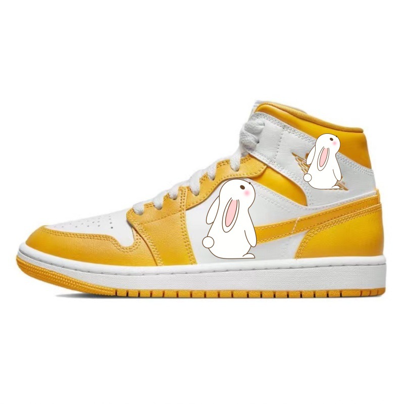 조 1 미디엄 화이트 옐로우 BQ6472-117