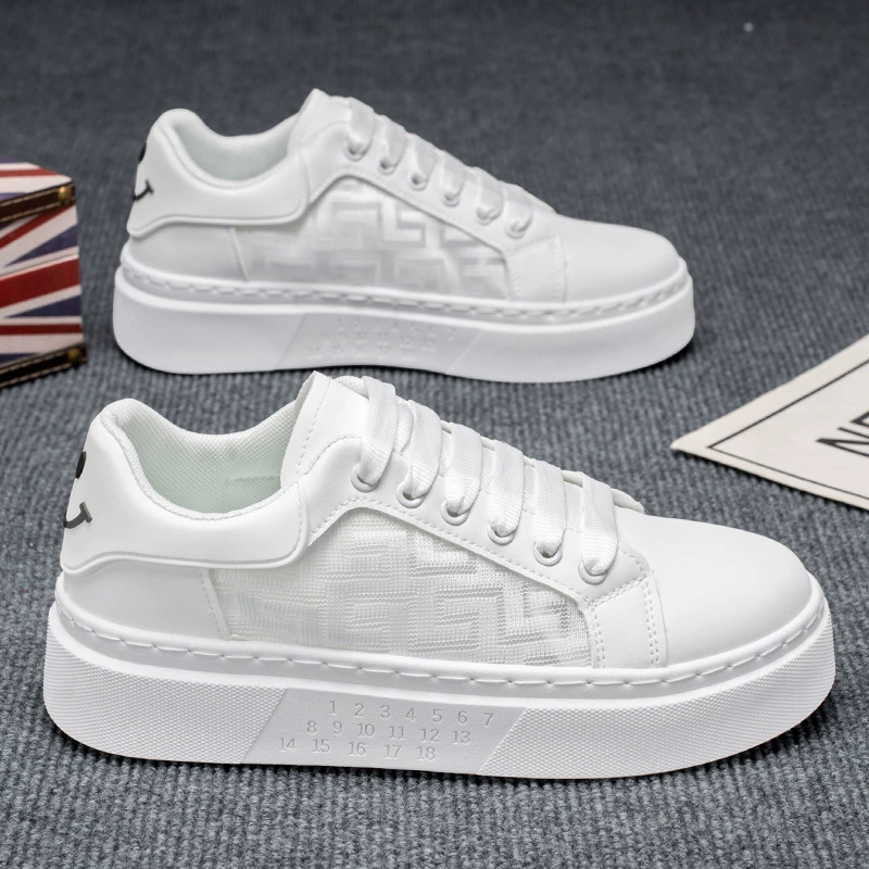 Мужская обувь Летние новые дышащие полые сетчатые туфли маленькие белые туфли Мужская мода дикая подошва спортивная повседневная обувь мужская