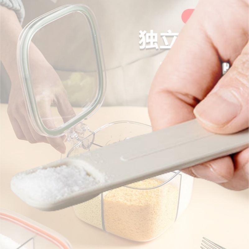 調味料ボックスセットキッチン家庭用調味料缶塩味の素胡椒調味料香料収納ボックス一体多格|undefined