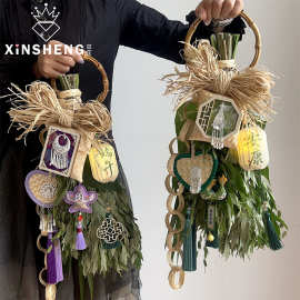 【端午新品】芯苼 青艾迎福门挂手工天然玄关装饰挂件diy花艺材料