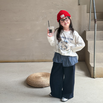 维木童装女童长袖t恤秋季2025新款儿童卡通打底衫上衣女宝宝衣服
