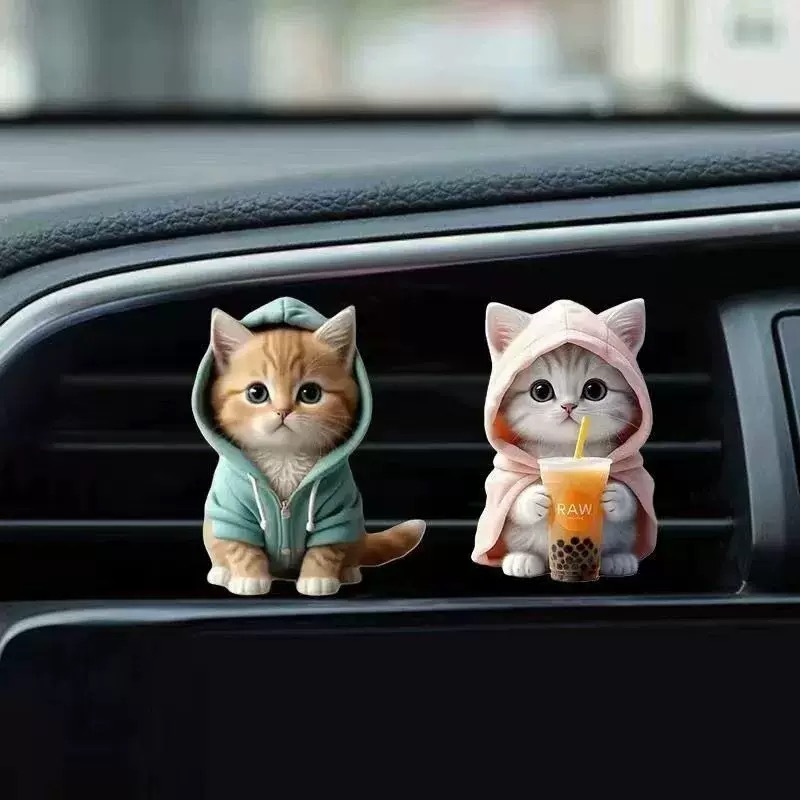 Comercio exterior transfronterizo suéter gatito productos acabados ventilador clips decoración de automóviles perfume adorable acrílico decoración impermeable