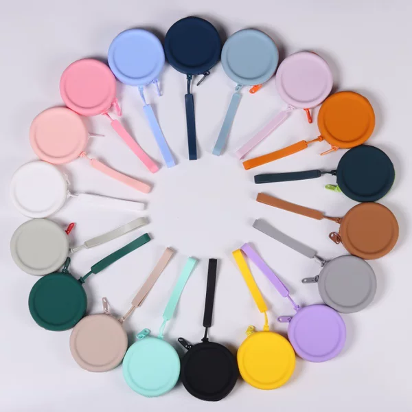 Silicone Bag Round Coin Purse Solid Color Headset Data Line Lipstick Storage Bag Portable Zipper Key Case in stock