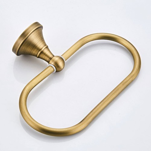 European Brass Antique Towel Ring Carved Base Large Size Bathroom Toilet Retro Wall Hanging Perforated Nail-Free Model