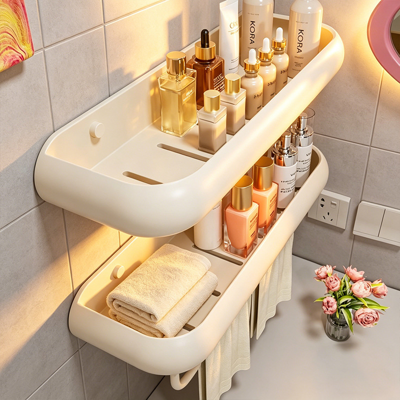 Manufacturer's bathroom storage rack, no-drill wall-mounted shelf for washbasin, high aesthetic wall rack for toilet and restroom