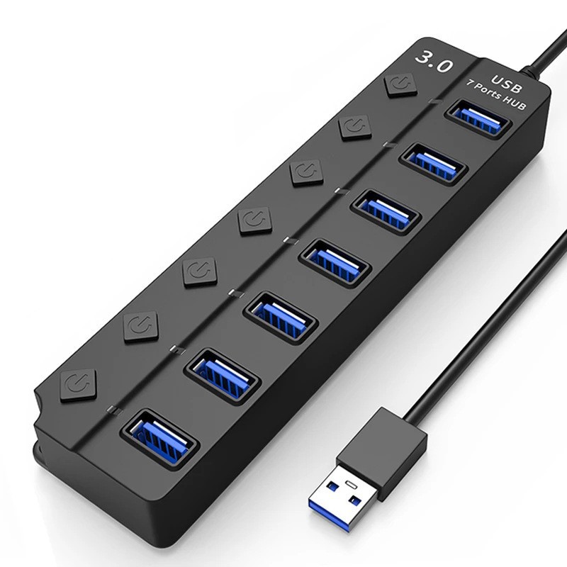 USB3.0HUB Hub 7-Port Botón de diamante 7-en-1 extensor de expansión Dock accesorios de computadora de transmisión de alta velocidad