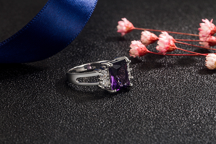 Fashion Square Copper Rings Inlay Zircon Copper Rings