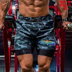 Men's Summer 2021 Trendy New Shorts Muscle Fitness Brother Sports Running Training Double Layer Breathable Shorts
