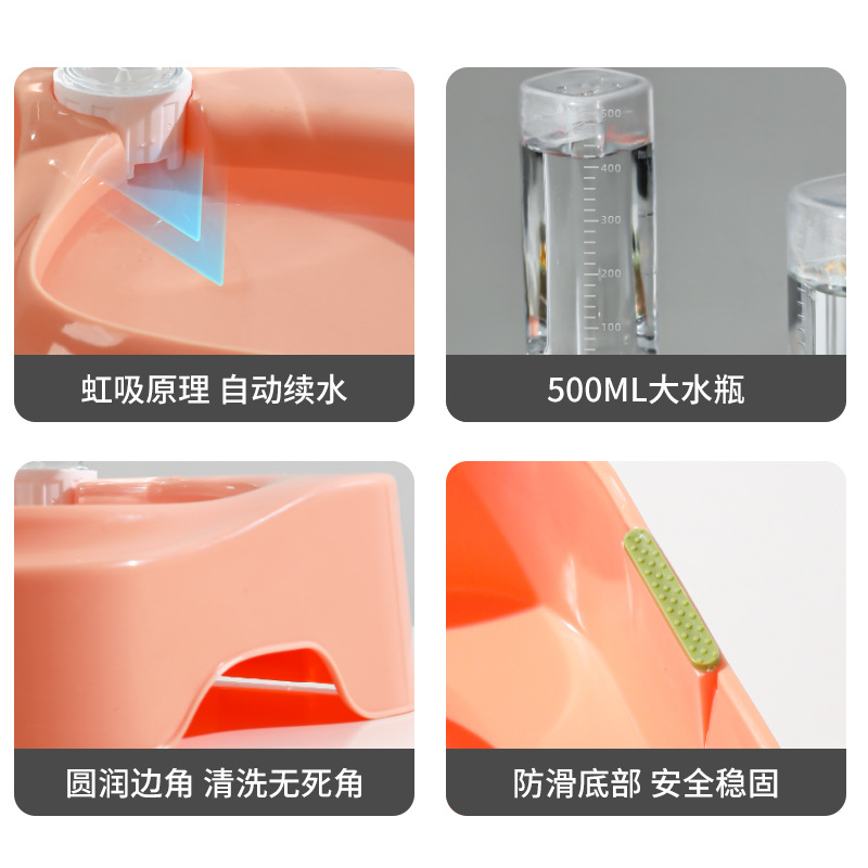 Fangyuan pet doble tazón de acero inoxidable para perros, tazón de agua para perros, tazón de alimentación de agua automática, tazón de comida para gatos